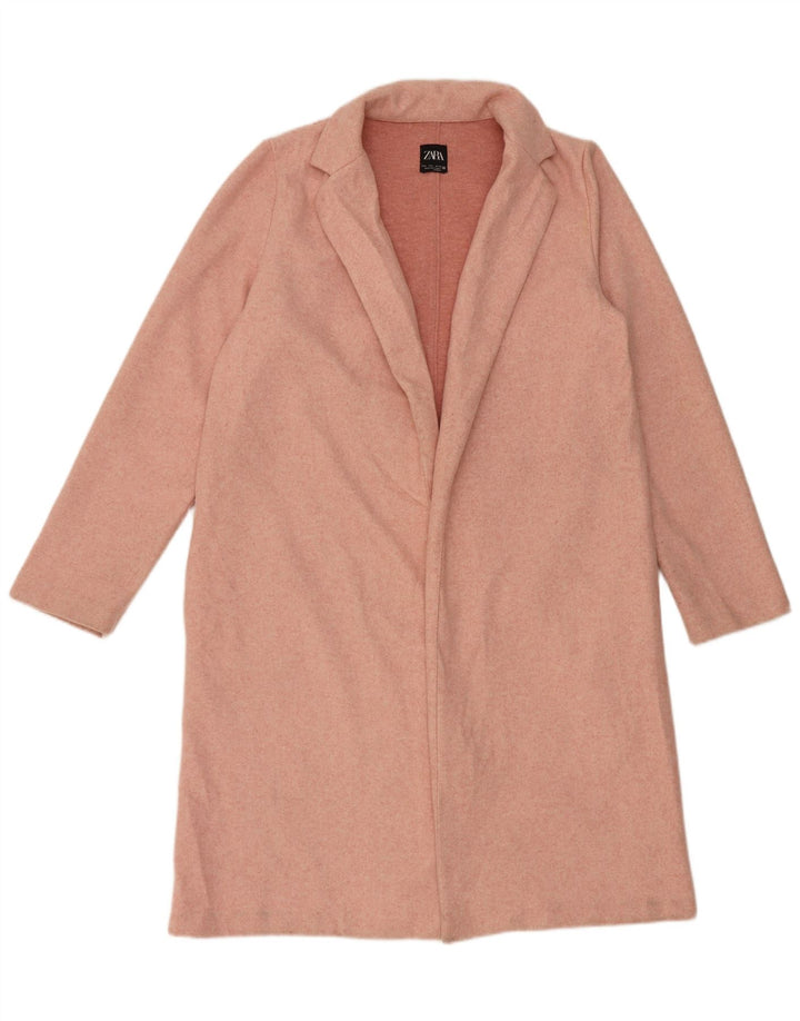 Zara Womens Open Overcoat UK 16 Large Rosa Polyester