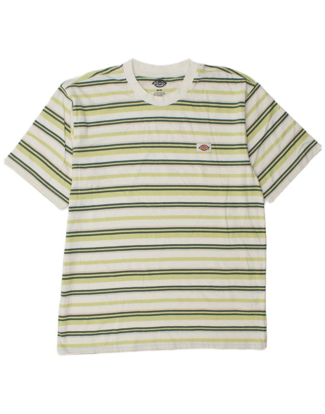 Dickies Herren-T-Shirt-Oberteil aus mittelgrüner, gestreifter Baumwolle