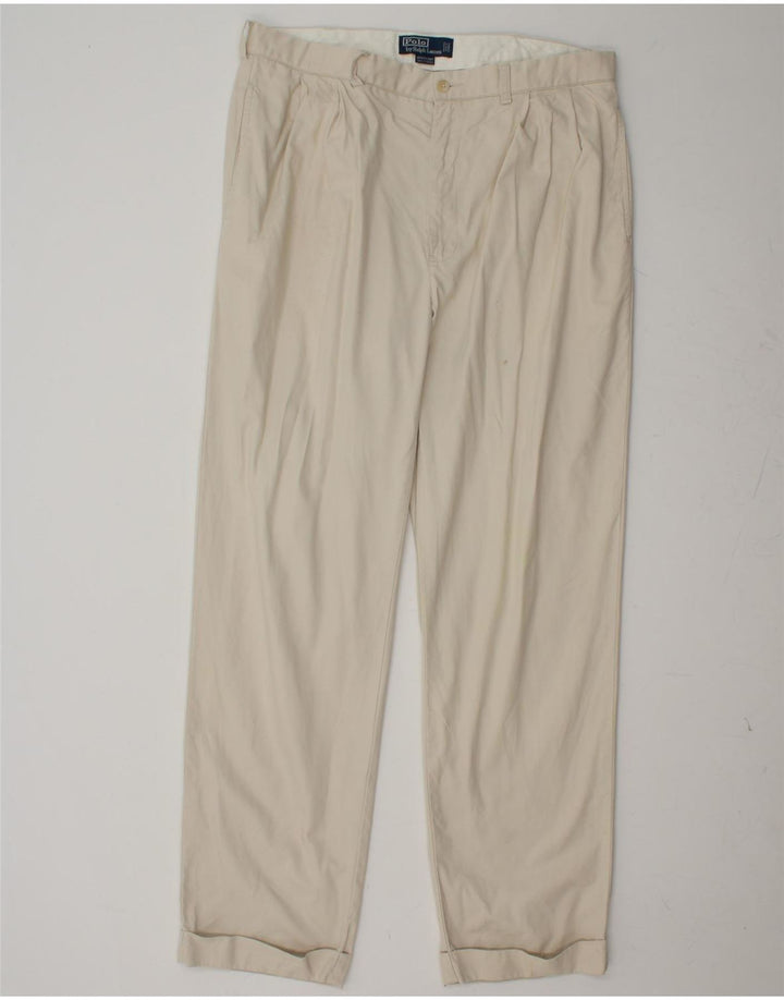 POLO RALPH LAUREN Herren-Chinohose mit Pegged, W35, L32, cremefarbene Baumwolle