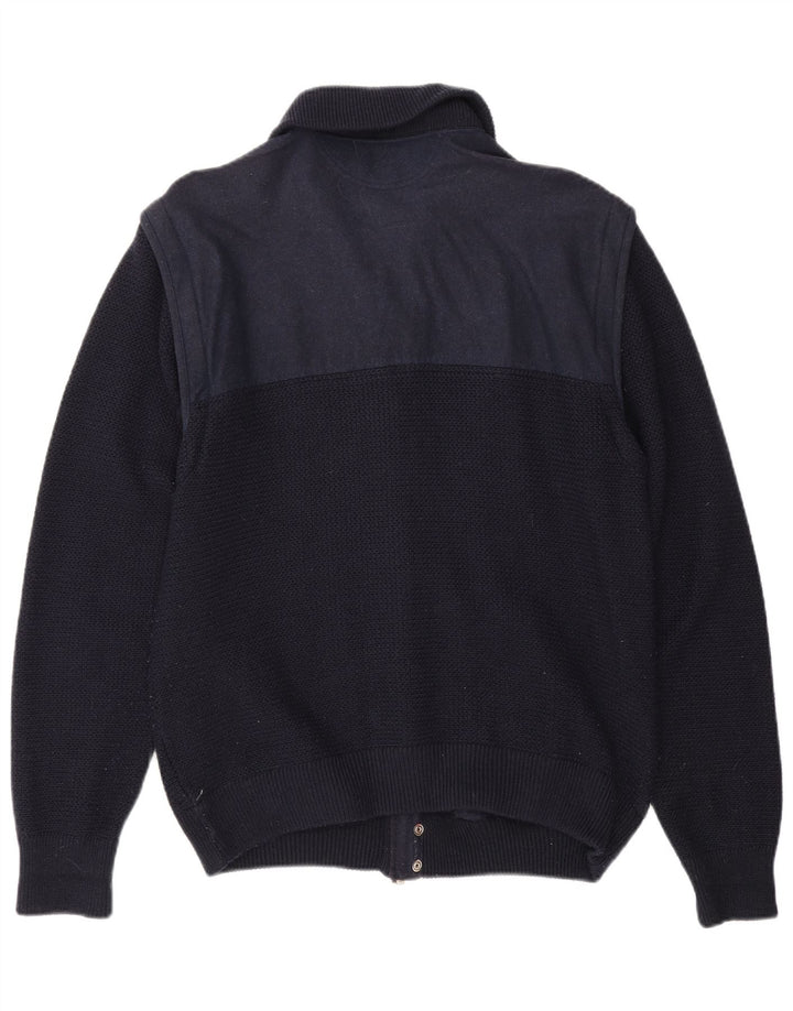 Loli Wolf Herren-Yachting-Cardigan-Pullover, mittlere marineblaue Colourblock-Wolle