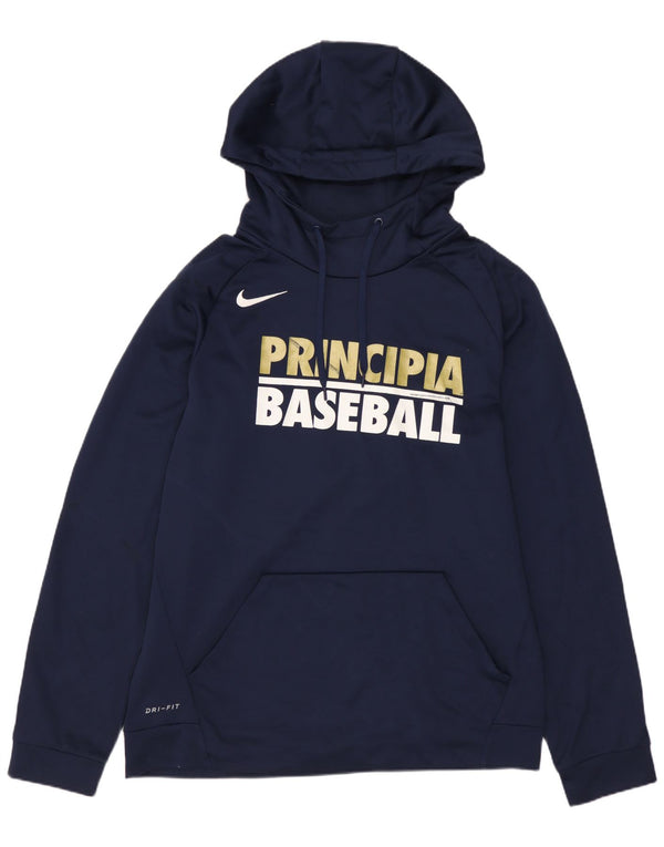 NIKE Herren Dri Fit Graphic Hoodie Pullover Medium Marineblau Polyester