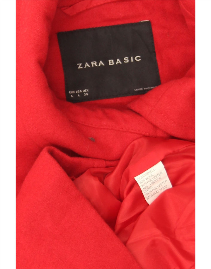 Zara Damen Kurzer Pea Coat UK 16 Große rote Wolle
