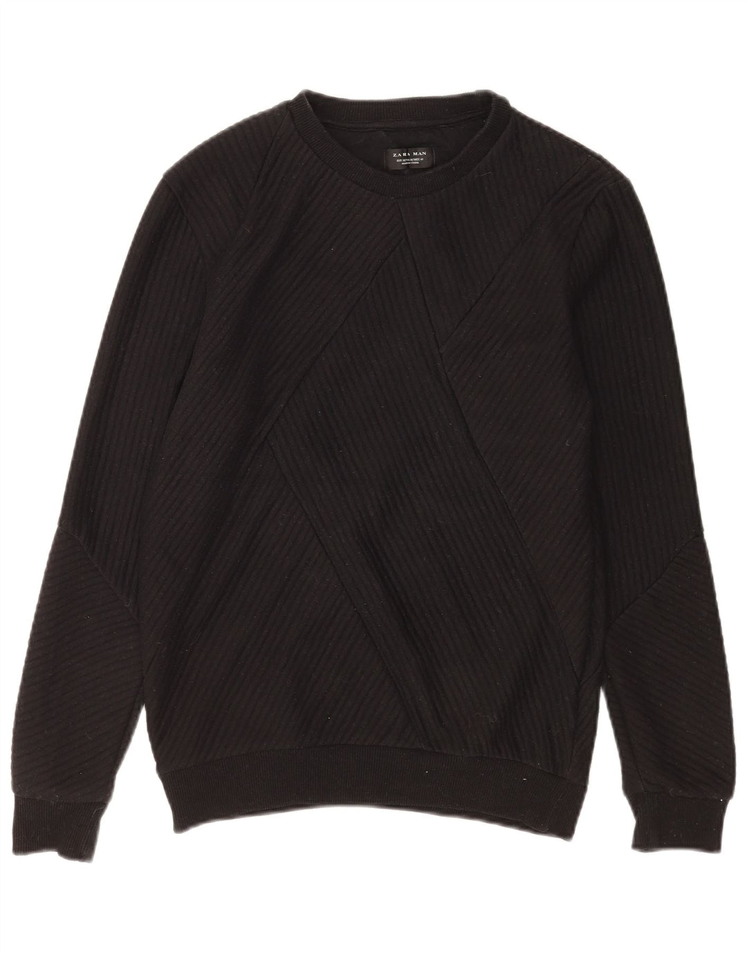 Zara Herren-Sweatshirt-Pullover, mittelschwarz, Baumwolle