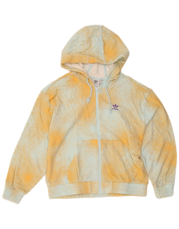 Adidas Damen Übergroßer Kapuzenpullover mit Reißverschluss, UK 6, XS, Gelb, Batikfärbung