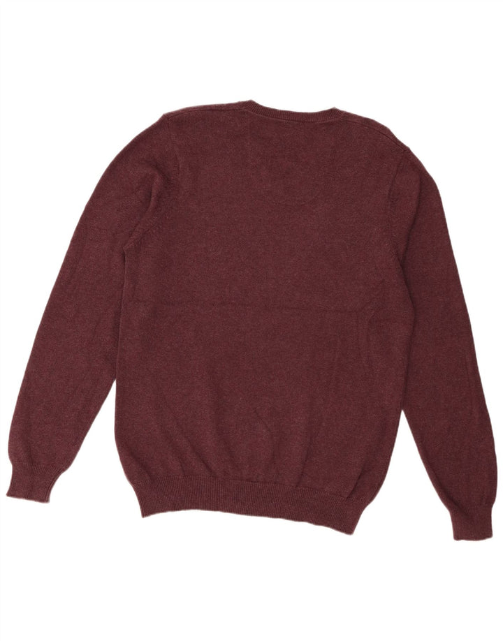 Marks & Spencer Herren-Pullover mit normaler Passform und V-Ausschnitt in mittlerem Burgunderrot
