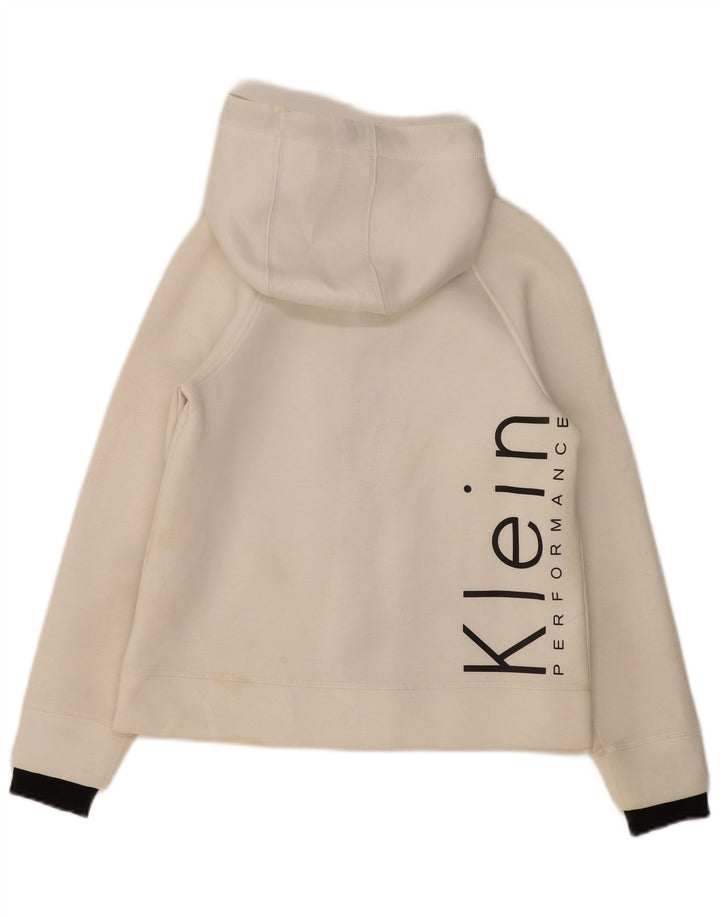CALVIN KLEIN Damen Graphic Zip Hoodie Pullover UK 14 Mittelweiß