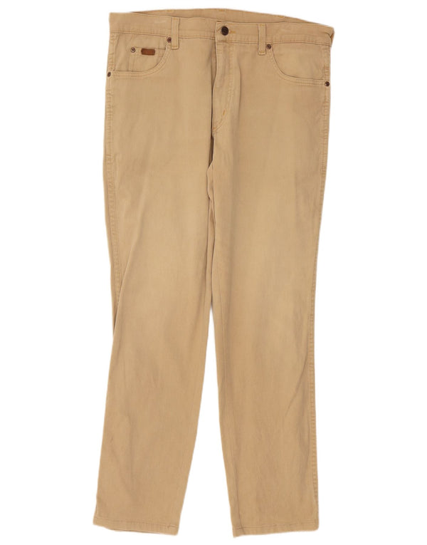 Wrangler Herren Texas Stretch Gerade Freizeithose W36 L30 Beige Baumwolle