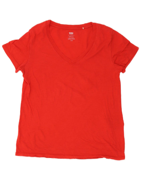 Levi's Damen T-Shirt Top UK 14 Mittelrote Baumwolle