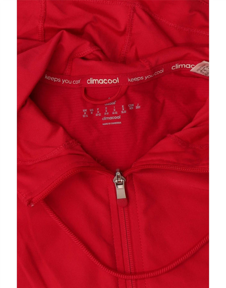 Adidas Damen Climacool Zip Hoodie Pullover UK 12/14 Mittelrotes Polyester