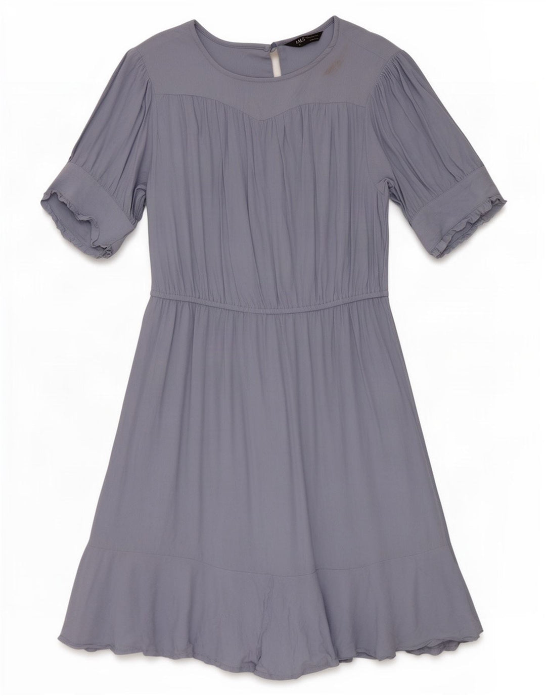 Marks & Spencer Damen A-Linien-Kleid UK 12 Mittelblaue Viskose