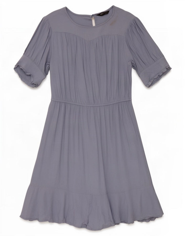 Marks & Spencer Damen A-Linien-Kleid UK 12 Mittelblaue Viskose