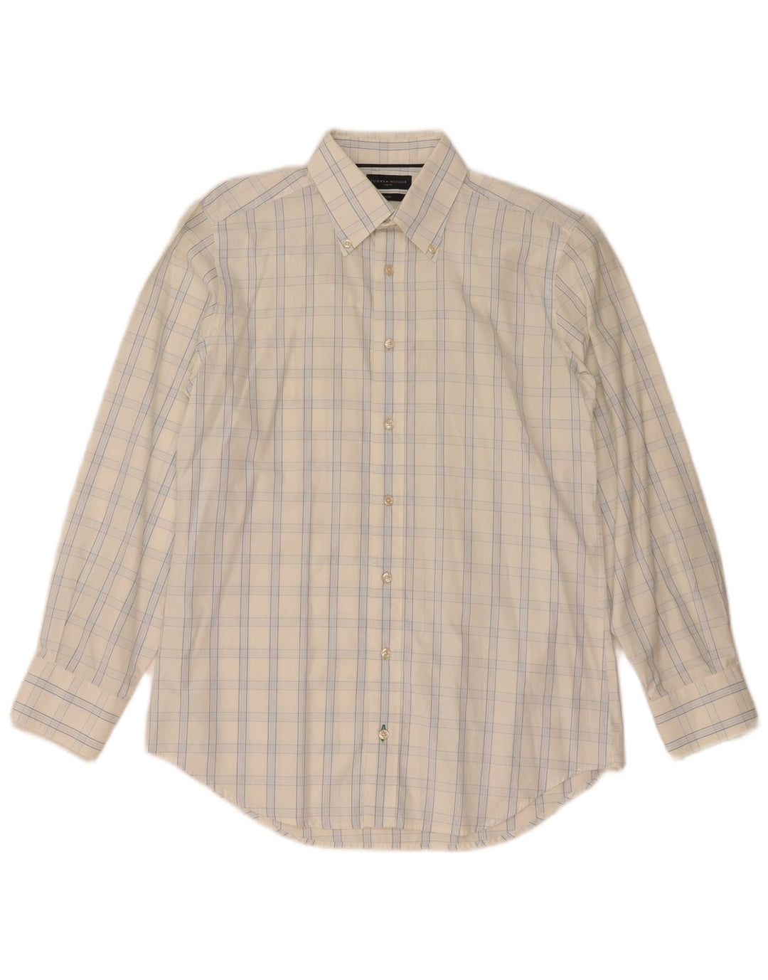 TOMMY HILFIGER Tailliertes Herrenhemd Größe 38 15 Mittelweiß kariert