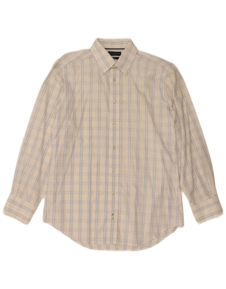 TOMMY HILFIGER Tailliertes Herrenhemd Größe 38 15 Mittelweiß kariert