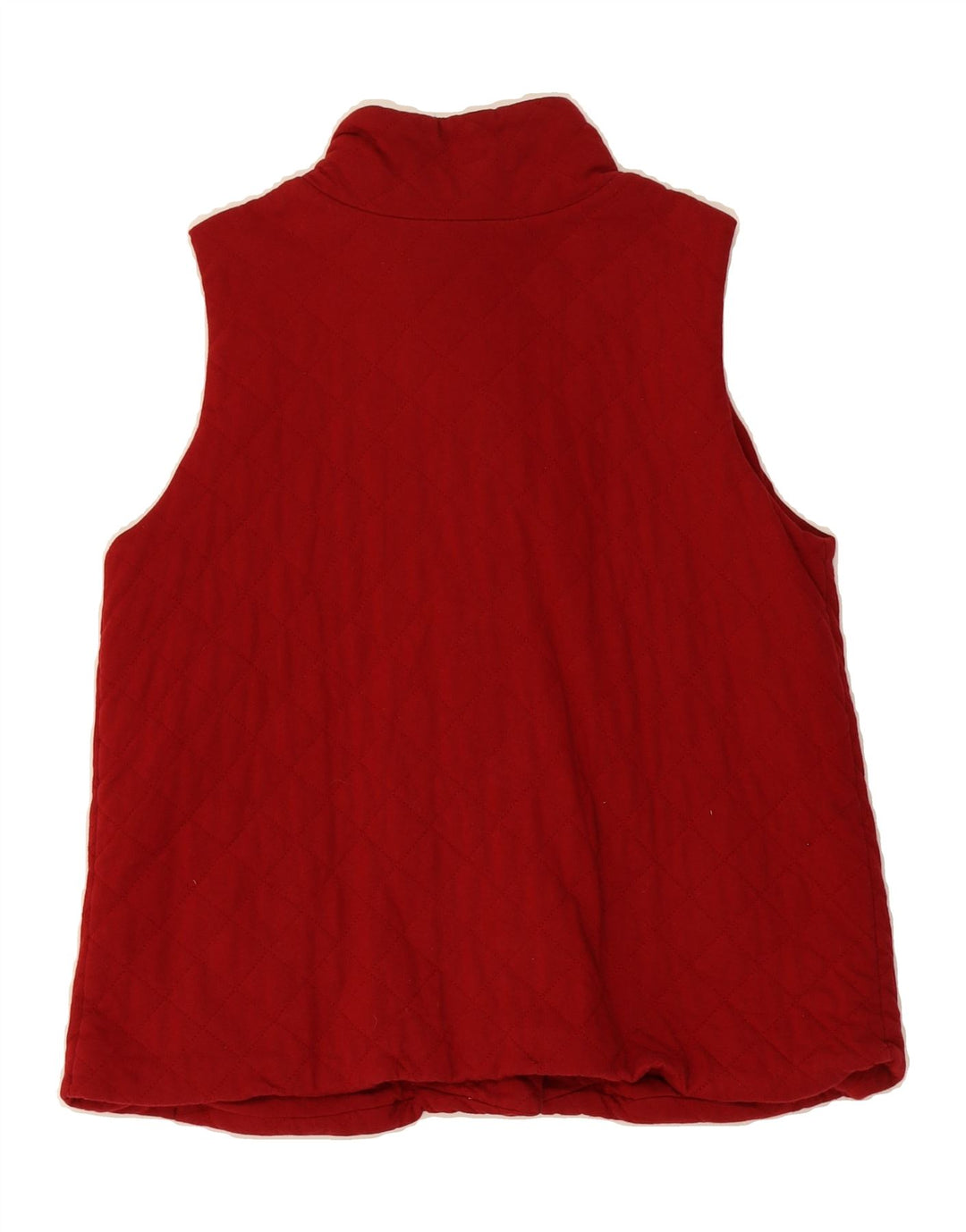 LANDS END Womens Quilted Gilet UK 10/12 Medium Red Cotton Vintage Lands End and Second-Hand Lands End from Messina Hembry 