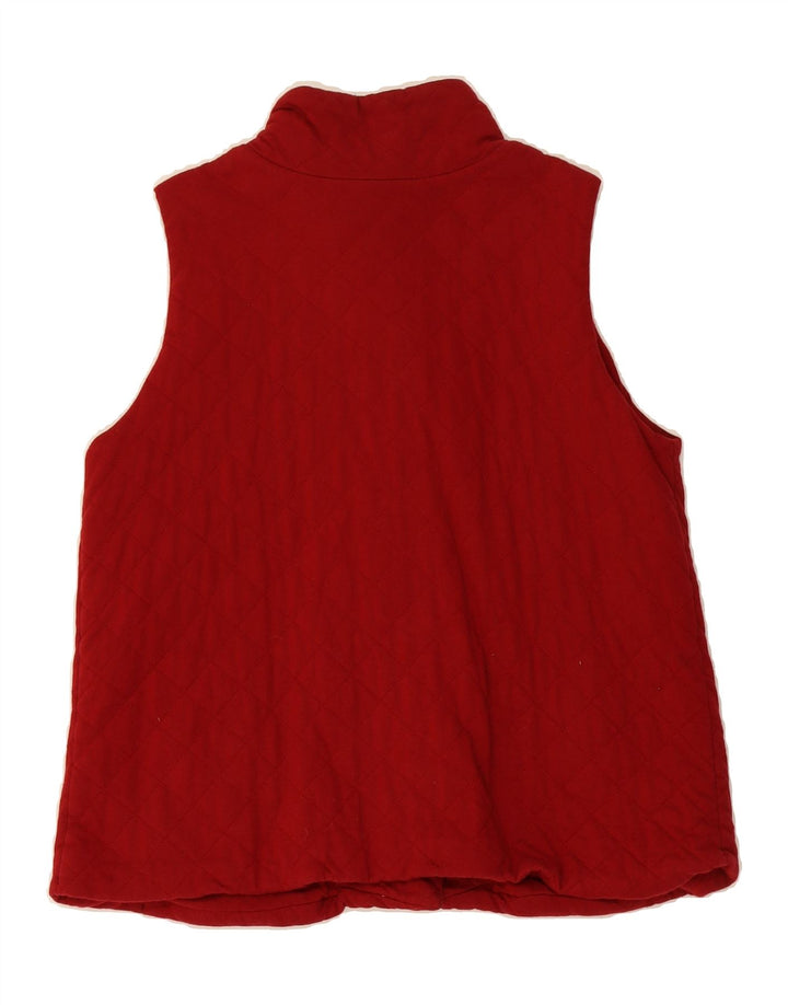 LANDS END Womens Quilted Gilet UK 10/12 Medium Red Cotton Vintage Lands End and Second-Hand Lands End from Messina Hembry 
