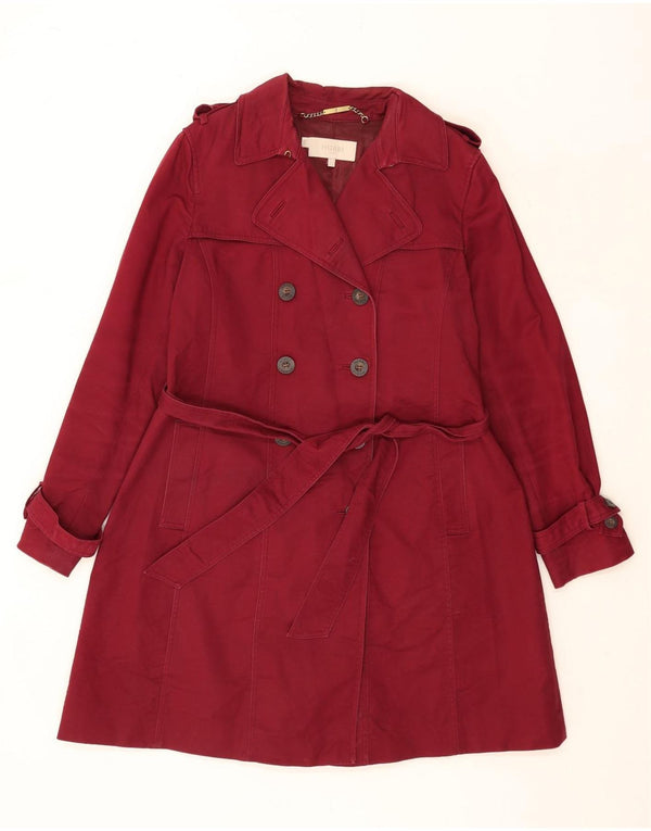 Hobbs Damen Trenchcoat UK 14 Large Burgund Baumwolle