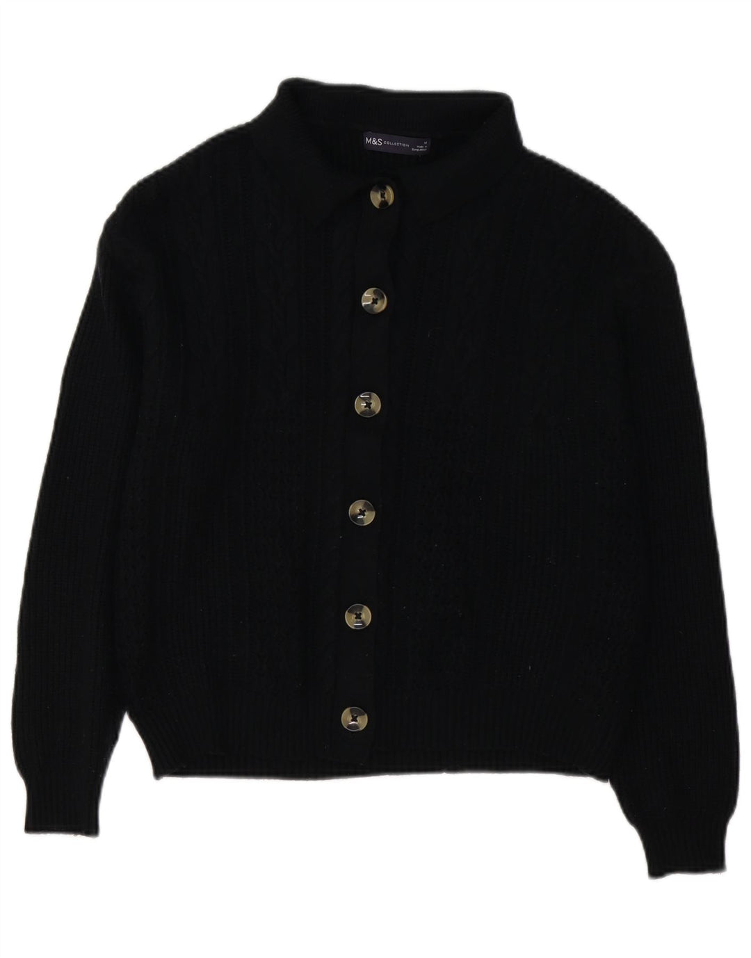 Marks & Spencer Damen-Cardigan-Pullover UK 14 Mittelschwarze Viskose
