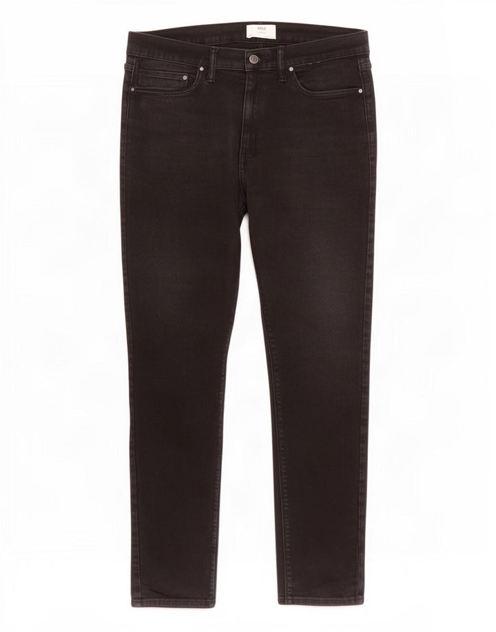 Marks & Spencer Herren Slim Jeans W36 L31 Schwarze Baumwolle