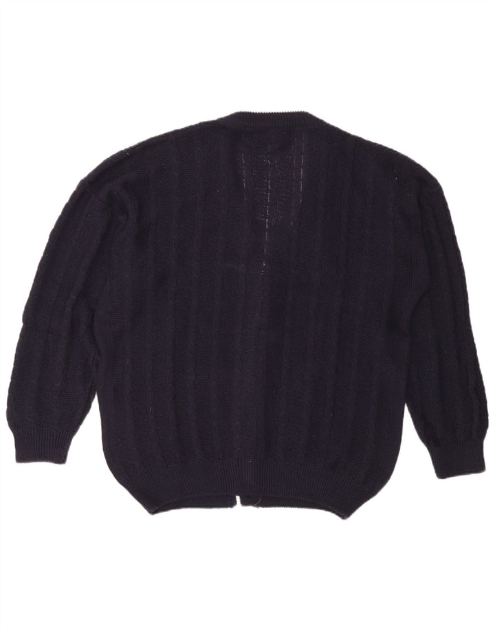 Vintage Herren Cardigan Pullover Große Marineblaue Baumwolle