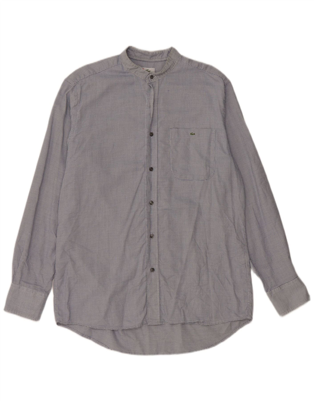 Lacoste kariertes Herrenhemd, Größe 40, mittelblau, Hahnentritt-Baumwolle, klassisch