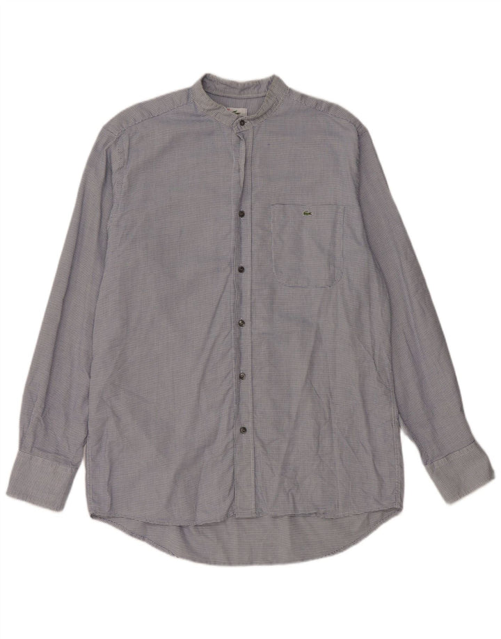 Lacoste kariertes Herrenhemd, Größe 40, mittelblau, Hahnentritt-Baumwolle, klassisch