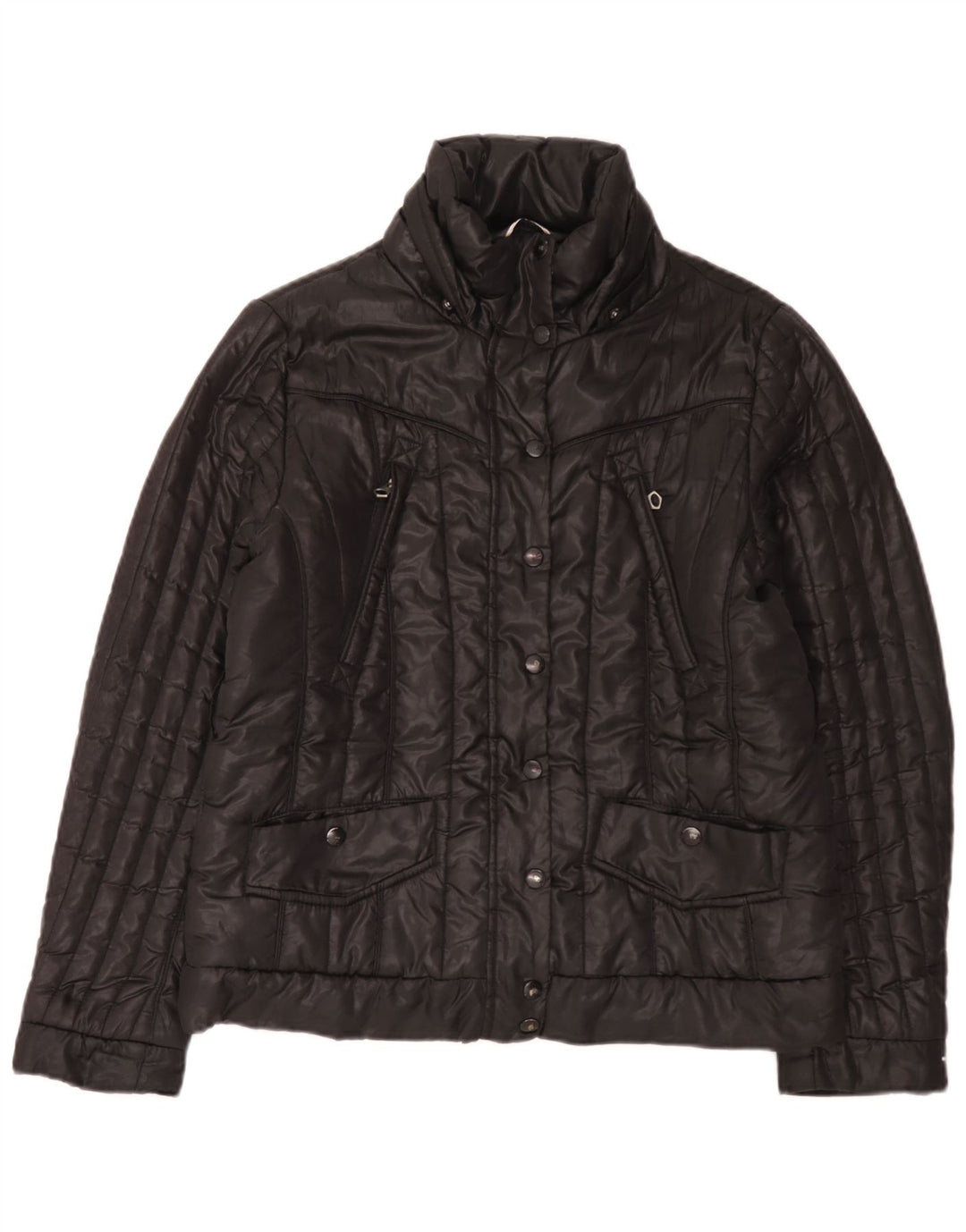 Tommy Hilfiger Damen Wattierte Jacke UK 16 Large Schwarz Polyester
