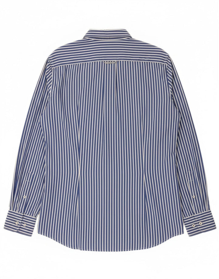 Fred Perry Herren-Slim-Fit-Hemd aus mittelblauer, gestreifter Baumwolle