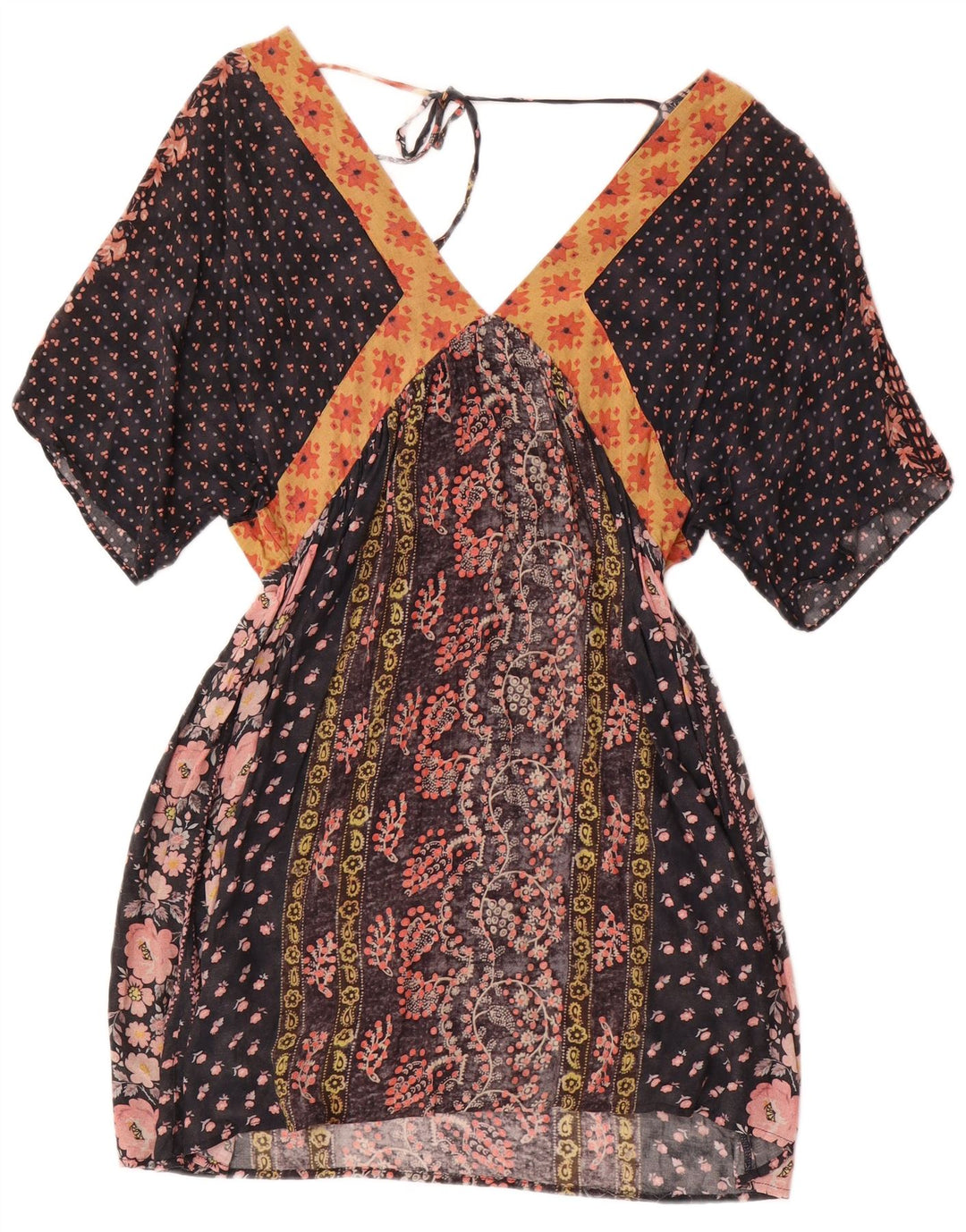Zara Damen-Kaftan-Kleid, Größe M, Schwarz, geblümt