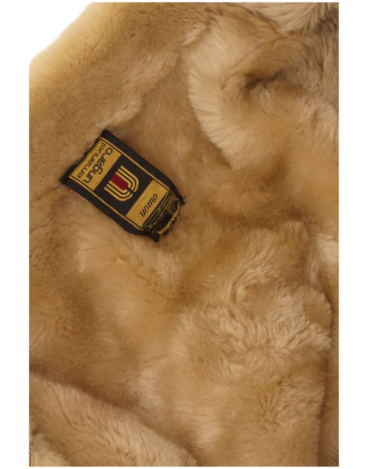 Emanuel Ungaro Herren Shearling Mantel UK 38 Mittelbeige