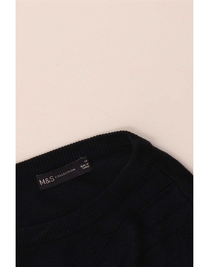 Marks & Spencer Damen Crop Pullover mit Rundhalsausschnitt, Gr. 14, mittleres Marineblau