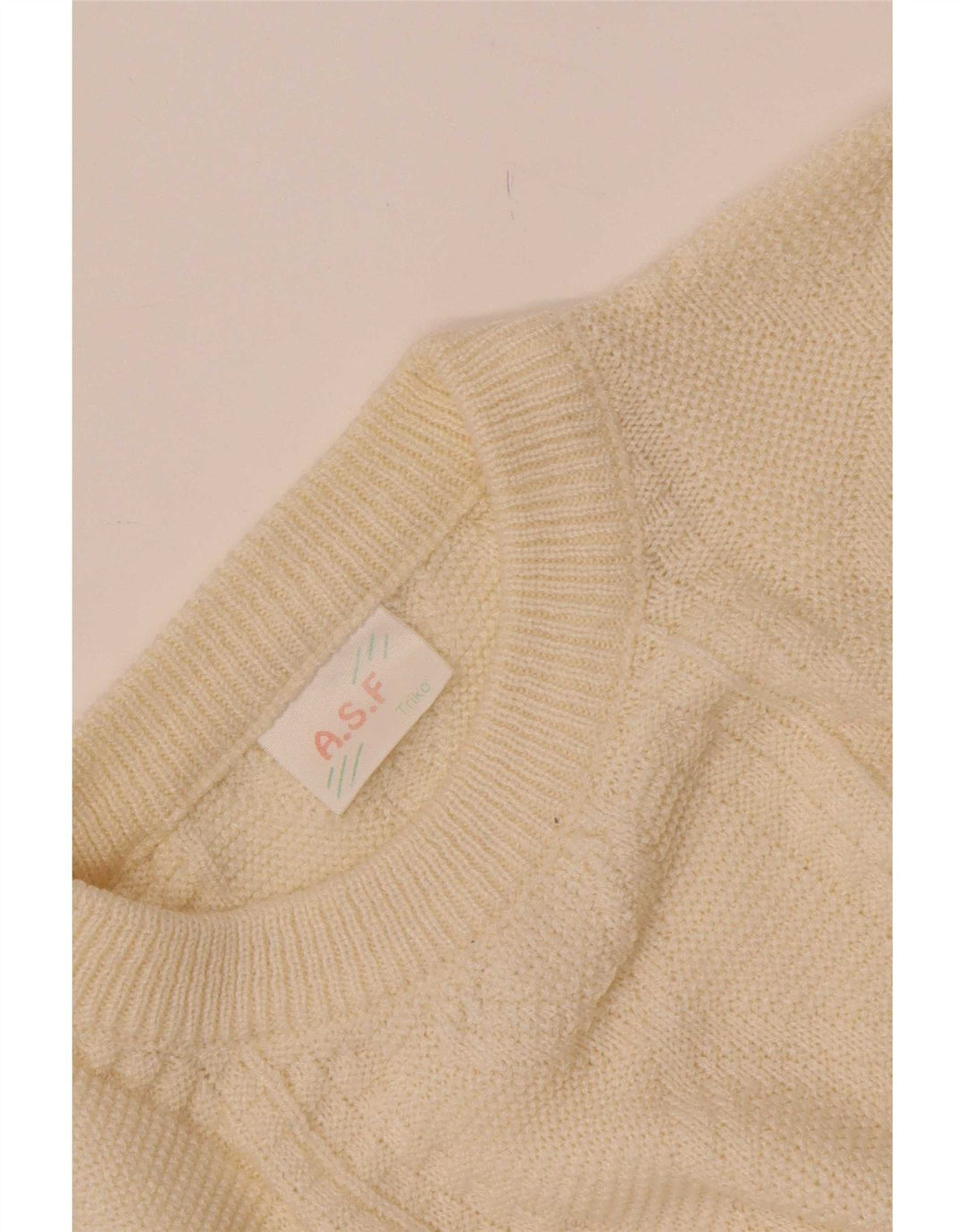 A.S.F Herren-Pullover mit Rundhalsausschnitt, mittelgroß, gebrochenes Weiß
