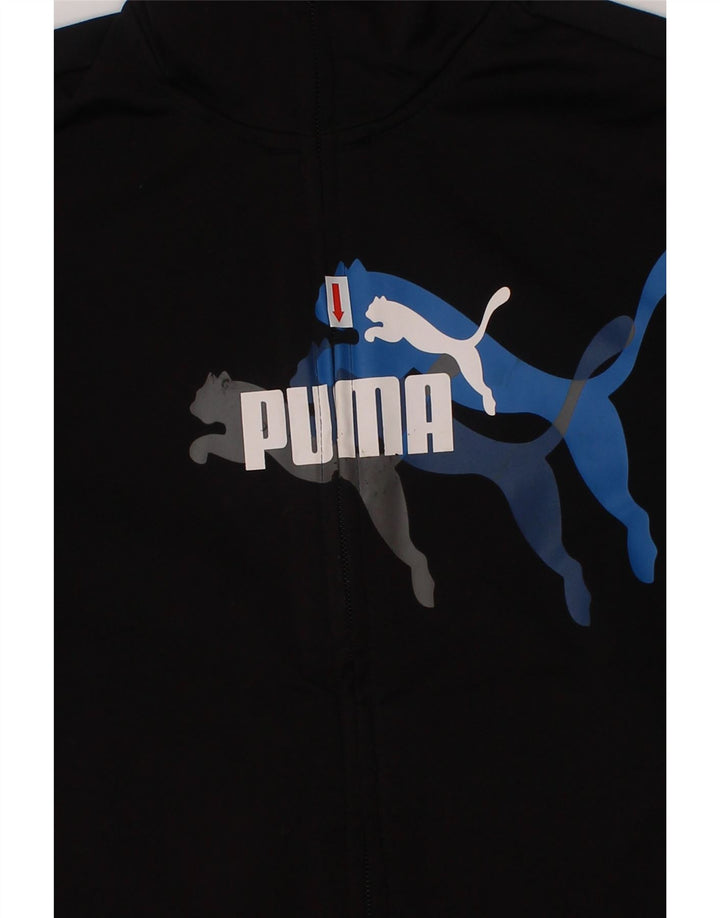 PUMA Boys Graphic Tracksuit Top Jacket 7-8 Years Small Black Polyester Vintage Puma and Second-Hand Puma from Messina Hembry 