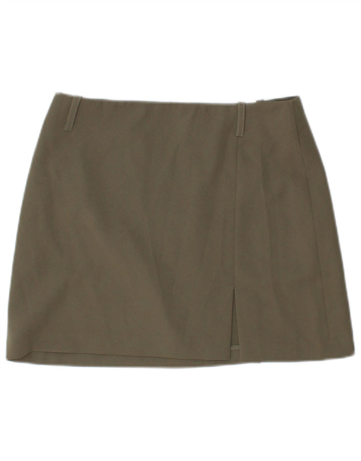 VINTAGE Damen Minirock mit niedriger Taille IT 40 Small W28 Khaki Polyester