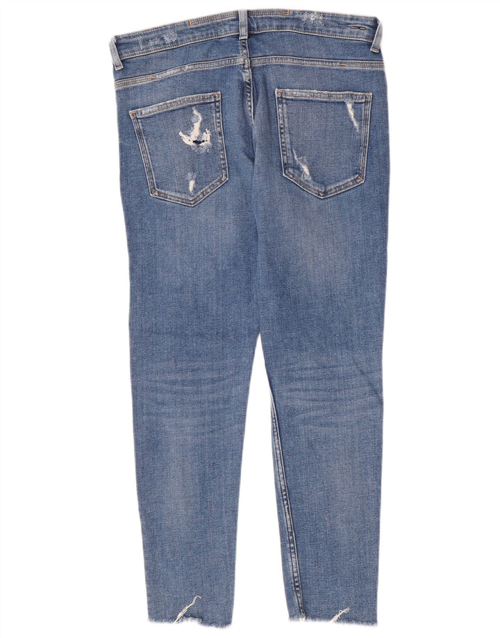 Zara Herren Distressed Slim Jeans EU 44 Large W34 L28 Blaue Baumwolle