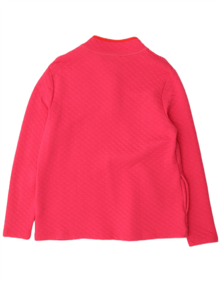 Lands End Damen-Sweatshirt aus Jersey mit Knopfkragen, Gr. 14, Mittelrosa