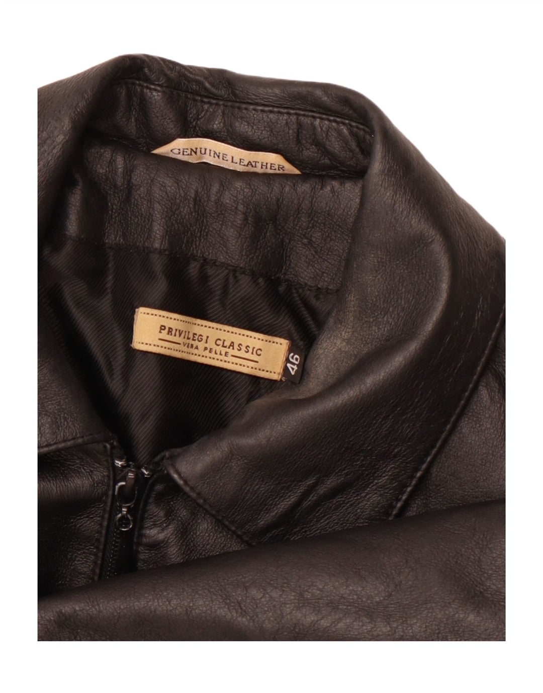 PRIVILEGI Damen Lederjacke IT 46 Großes schwarzes Leder