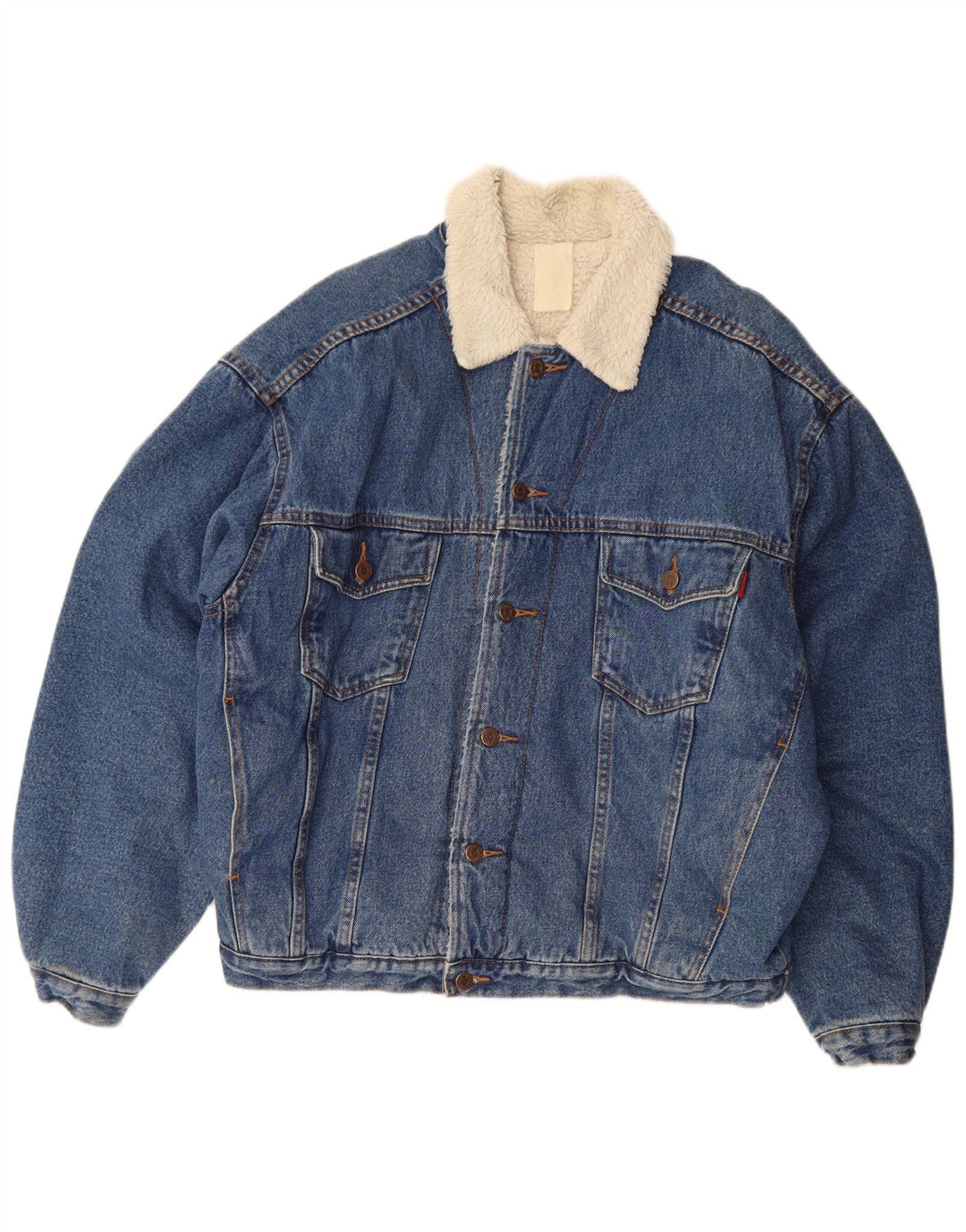 Vintage Herren Denim Sherpa Jacke UK 42 XL Blau