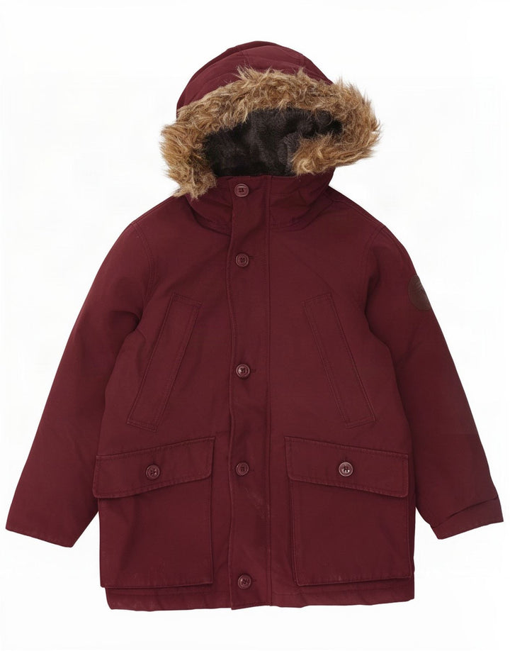 Gap Parka-Jacke mit Kapuze für Jungen, 8–9 Jahre, mittleres Burgunderrot, Polyester