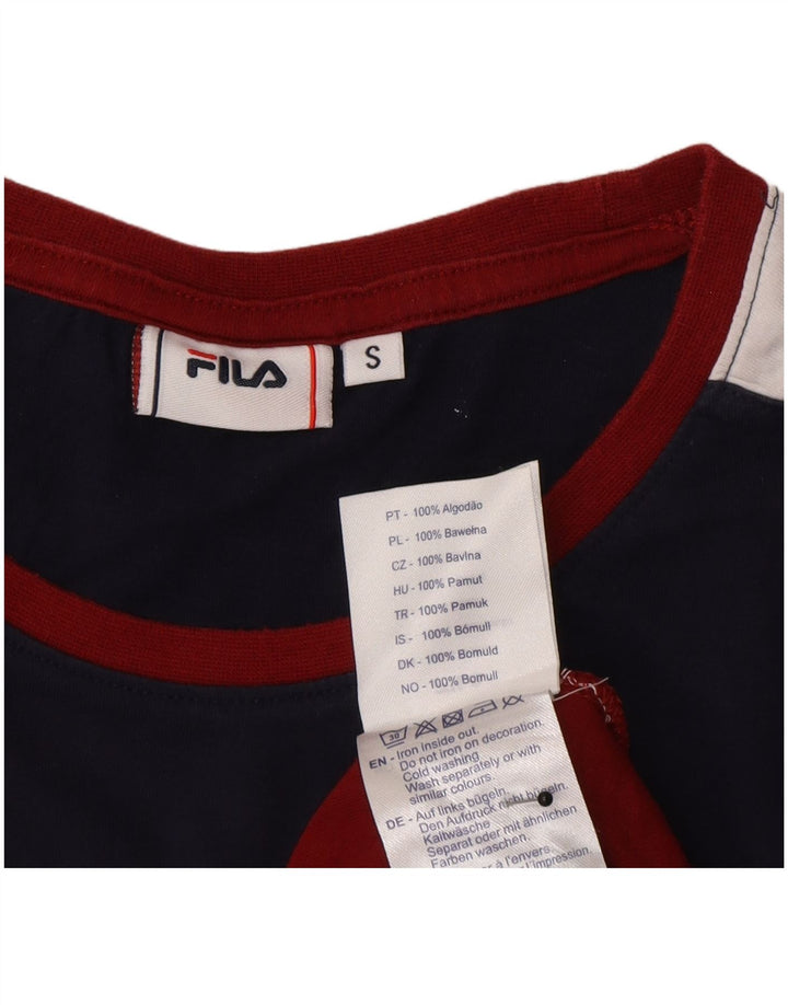 Fila Herren T-Shirt Top Small Rot Colourblock Baumwolle