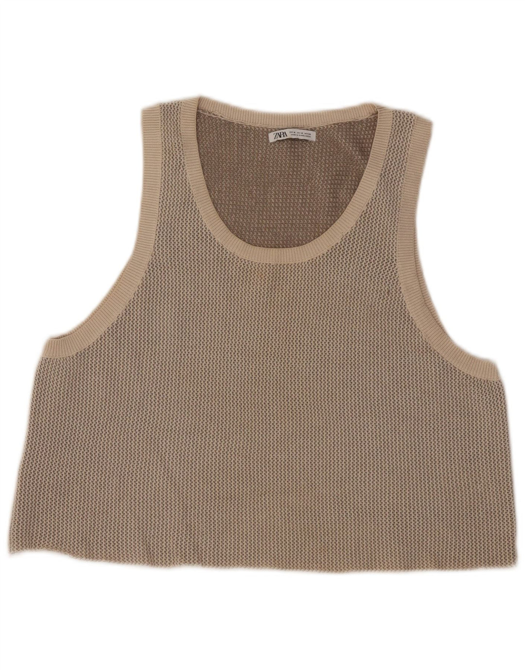 Zara Damen Crop Vest Top UK 14 Medium Beige