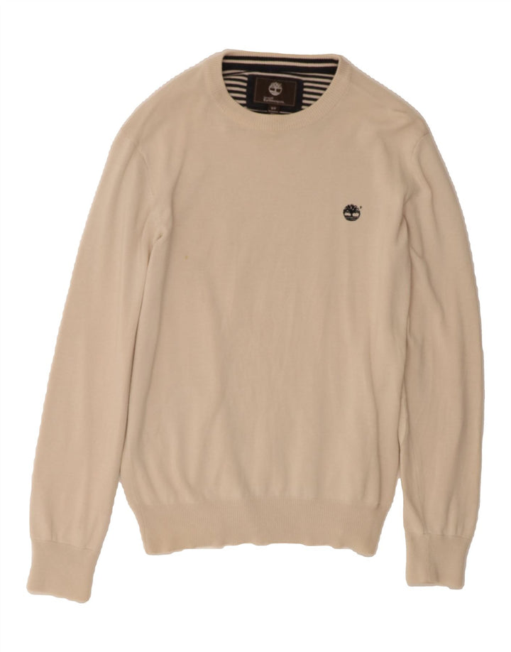 TIMBERLAND Mens Earthkeepers Crew Neck Jumper Sweater Small Beige Vintage Timberland and Second-Hand Timberland from Messina Hembry 