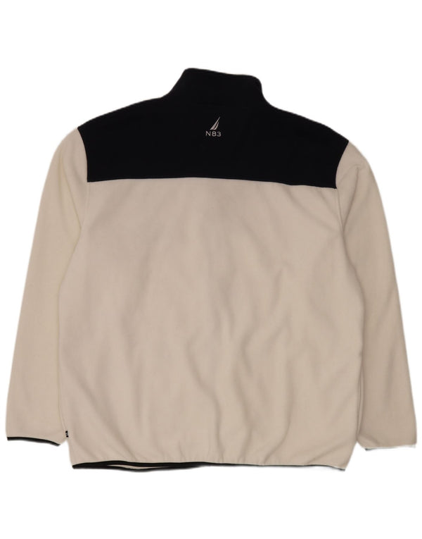 Nautica Herren-Fleecejacke, UK 44, 2XL, weißes Colourblock-Polyester