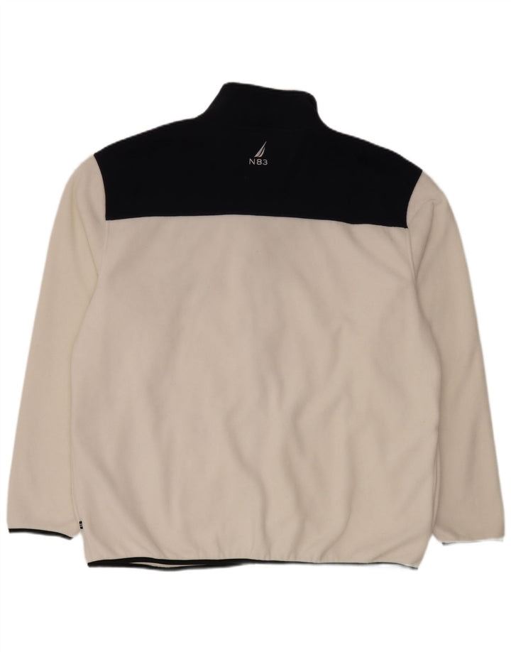 Nautica Herren-Fleecejacke, UK 44, 2XL, weißes Colourblock-Polyester