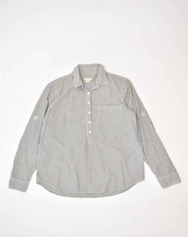 J. CREW Womens Pullover Shirt UK 10 Small Grey Pinstripe Cotton | Vintage | Thrift | Second-Hand | Used Clothing | Messina Hembry 