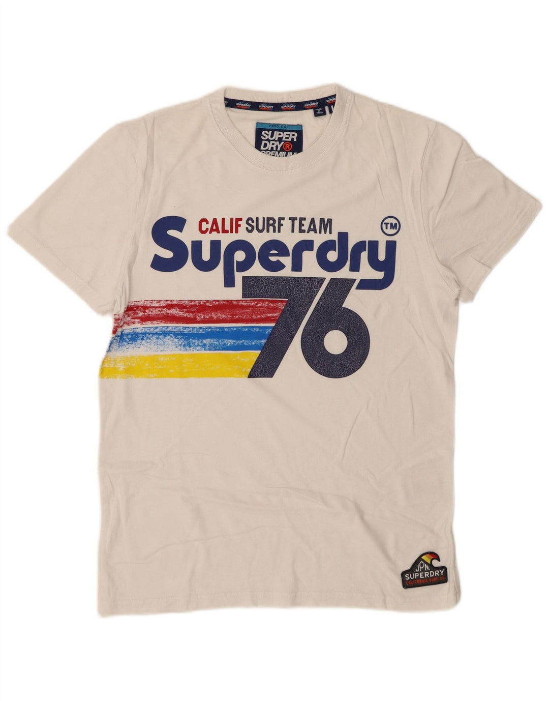 SUPERDRY Herren-T-Shirt mit Grafik, Größe L, aus weißer Baumwolle