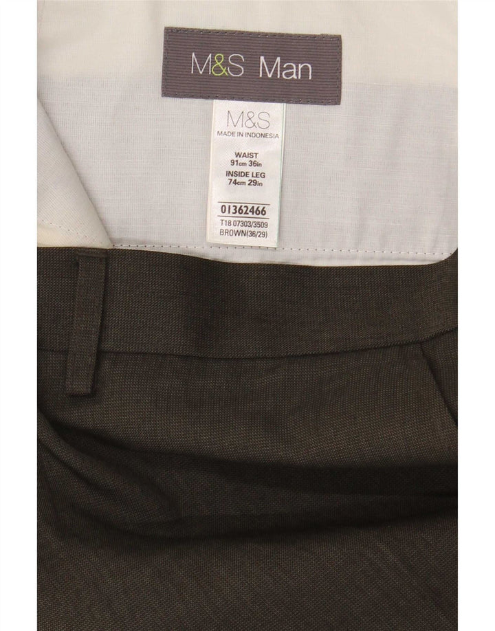 Gerade Herren-Anzughose von Marks & Spencer, W36, L29, braun, Polyester