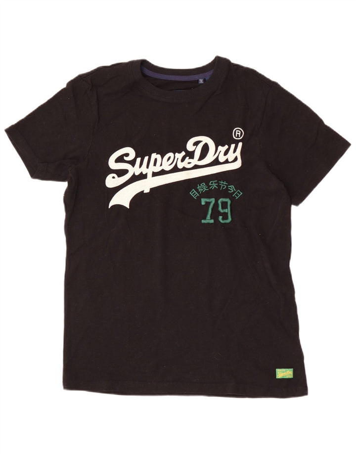 Superdry Herren-T-Shirt mit Grafik, Größe S, schwarze Baumwolle