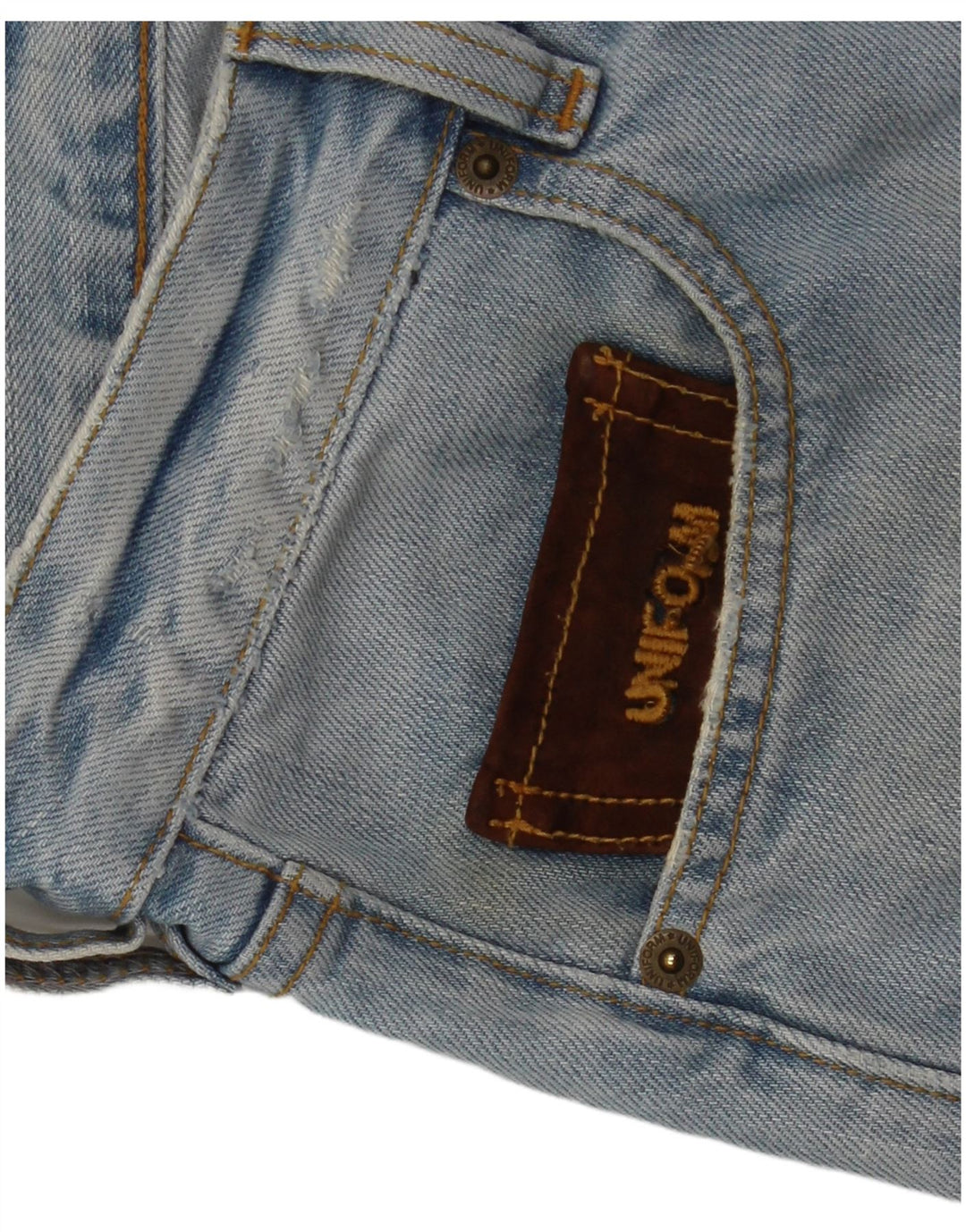 Uniform Herren-Jeansshorts im Distressed-Look, W30, mittelblau, Baumwolle