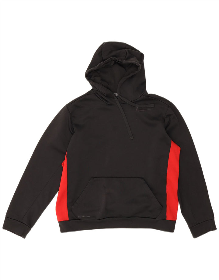 Nike Damen Kapuzenpullover UK 14 Mittelschwarzes Colourblock-Polyester