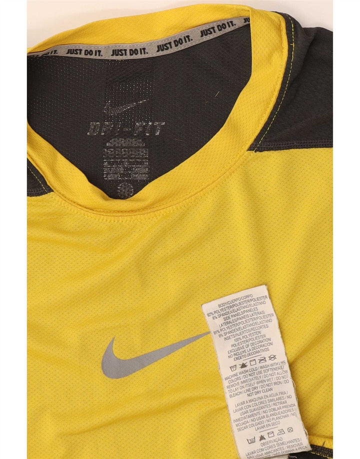 Nike Herren-Dri-Fit-Trägershirt, klein, gelbes Farbblock-Polyester